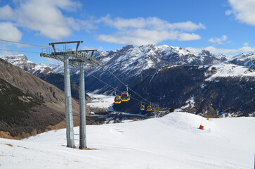 mountains, a village in a mountain valley