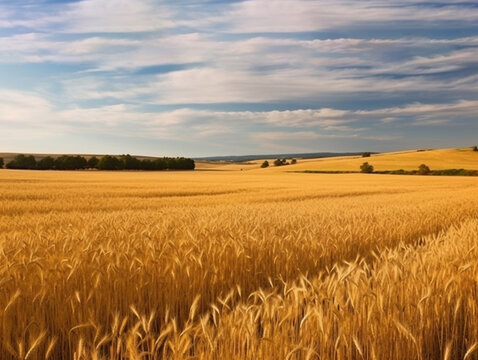 Ripe wheat field on a summer day