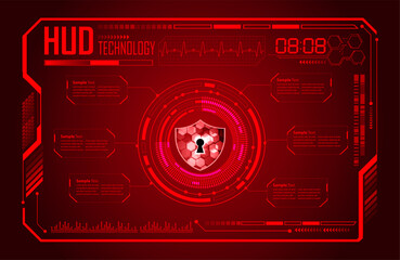 HUD Closed Padlock on digital background, world cyber security