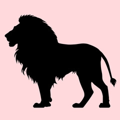 Lion king black silhouette animal vector illustration
