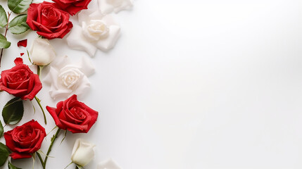 Roses on the White Background Created with Generative AI Technology
