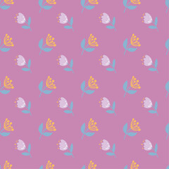 Fototapeta premium Seamless vector pattern with flowers on a pink background. Pattern for wallpaper, fabric, paper