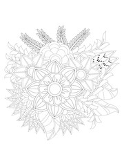 
    
Flower and Leaves. Aloha Hawaii vector floral artwork. Coloring book pages for adults 
