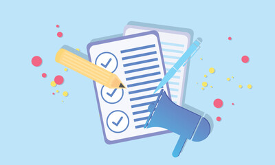 Concept News update with Megaphone. Newspaper or newsletter concept icon with loudspeaker.