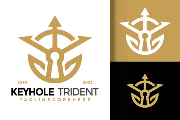 Keyhole trident neptune logo vector icon illustration - obrazy, fototapety, plakaty