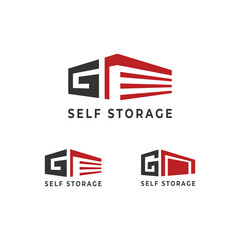 G letter logo with simple and modern warehouse storage units.