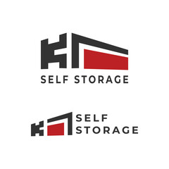 K letter logo with simple and modern warehouse storage units.
