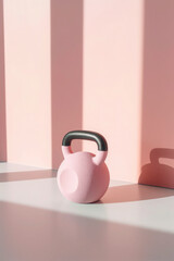 Naklejka na ściany i meble Fitness dumbbells on a pink background pattern. minimalism, sport and healthy lifestyle. generative ai, ai generative
