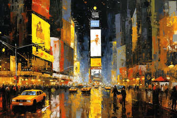 Nighttime Painting of Times Square, New York