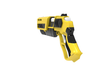 yellow sci fi future gun isolated background