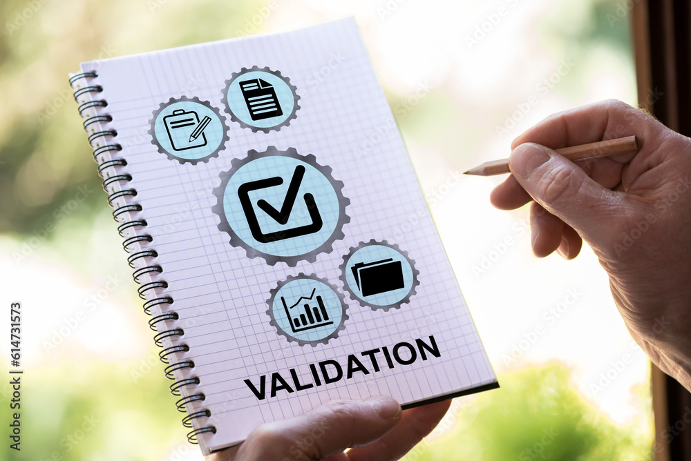 Wall mural validation concept on a notepad