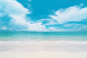 Fototapeta na wymiar Tropical beach with blue sky, white sand and teal waters