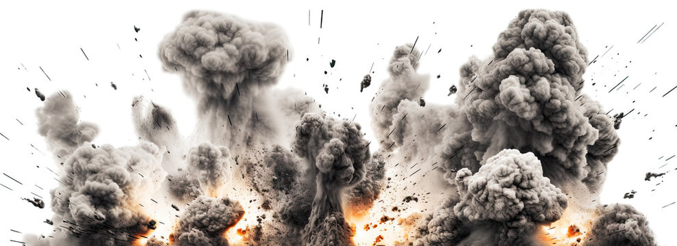 Explosion border isolated on transparent background - Generative AI