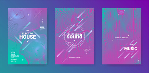 Abstract Music Poster. Electronic Dance Cover. Vector Edm Background.