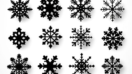 Abstract background with snowflakes of different shapes, generative AI.