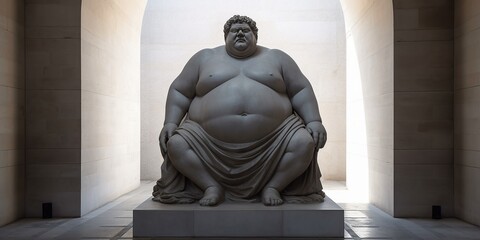 Statue of a person with obesity, concept of Body size acceptance, created with Generative AI technology - obrazy, fototapety, plakaty