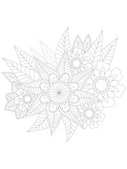 Flower Outline Illustration for Covering Book. Coloring book for kids and adults. animal Aloha Hawaii vector floral artwork. Coloring bo 