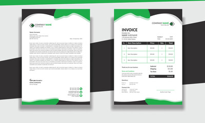 Corporate modern professional clean business invoice and letterhead design template with yellow blue green and red color creative modern letter head design template for your project letterhead .