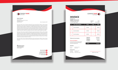 Corporate modern professional clean business invoice and letterhead design template with yellow blue green and red color creative modern letter head design template for your project letterhead .