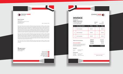 Corporate modern professional clean business invoice and letterhead design template with yellow blue green and red color creative modern letter head design template for your project letterhead .