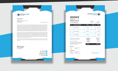 Corporate modern professional clean business invoice and letterhead design template with yellow blue green and red color creative modern letter head design template for your project letterhead .