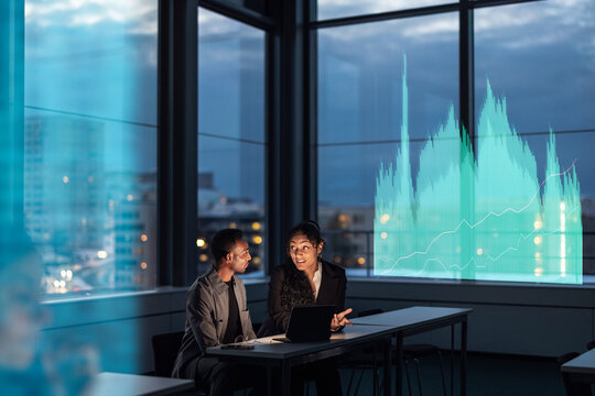 Finance specialists working at night