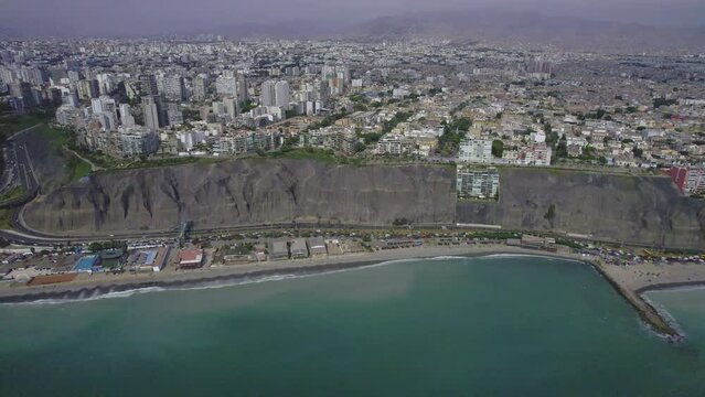 Highway of the Costa Verde, at the height of the district of Barranco in the city of Lima, Peru