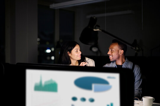 Finance specialists working at night