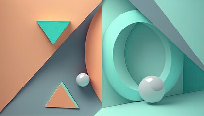 Set of sphere and triangle geometry simplicity is minimal flat ray contemporary appeal modern colors abstract Elegant Modern illustrationby AI generated.