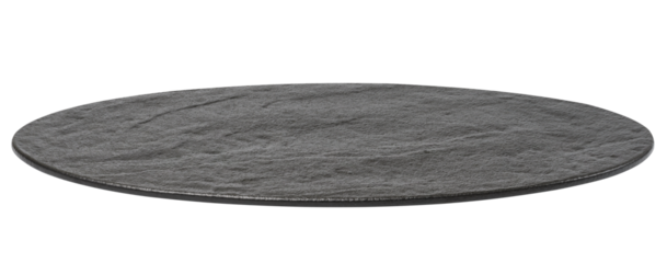 Empty black oval board for serving food on a white isolated background