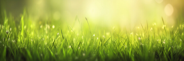 Fototapeta na wymiar spring sunny green grass background, Generative AI