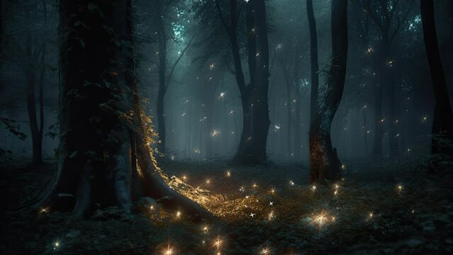 dark wood with narrow path, magic night of halloween concept