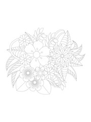 
   Flowers  Leaves Coloring page Adult.Contour drawing of a mandala on a white background.  Vector illustration Floral Mandala Coloring Pages, Flower Mandala Coloring Page, Coloring Page For Adul 