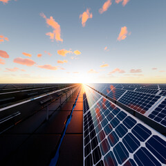 3d rendering of floating solar, floatovoltaics or solar farm consist of photovoltaic cell on panel,...