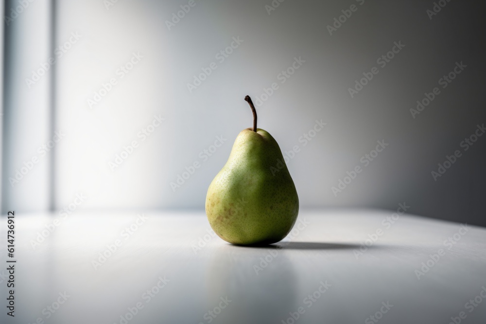 Wall mural a minimalist still life of a single pear against a white background, highlighting its simple shape a