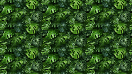 Seamless Monstera jungle plants pattern, created with generative AI technology