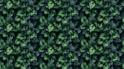 Seamless ivy pattern, created with generative AI technology - obrazy, fototapety, plakaty