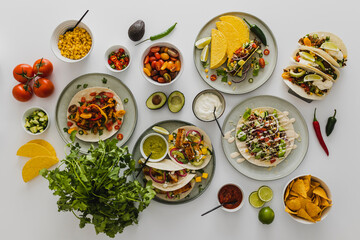 Healthy feast with various Mexican food