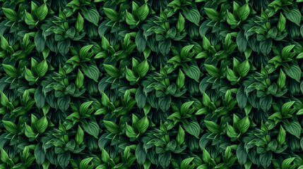 Seamless leaves pattern, created with generative AI technology - obrazy, fototapety, plakaty