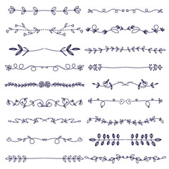 Set of hand-drawn decorative elements for your design. Vector illustration