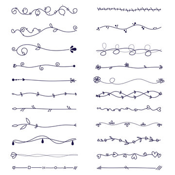 Set of hand-drawn decorative elements for your design. Vector illustration