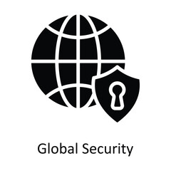 Global Security   Vector Solid  Icon Design illustration. Network and communication Symbol on White background EPS 10 File