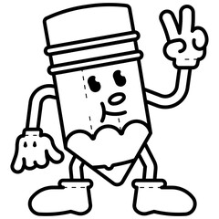 pencil retro cartoon illustration