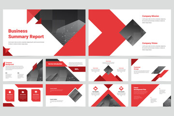 Red company minimalist slide presentation template