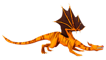 3D Rendering Fairy Tale Dragon on White