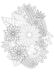 Flower mandala illustration. Oriental pattern, vintage decorative elements Easy mandala kaleidoscope pattern on white background 
Adult coloring page 