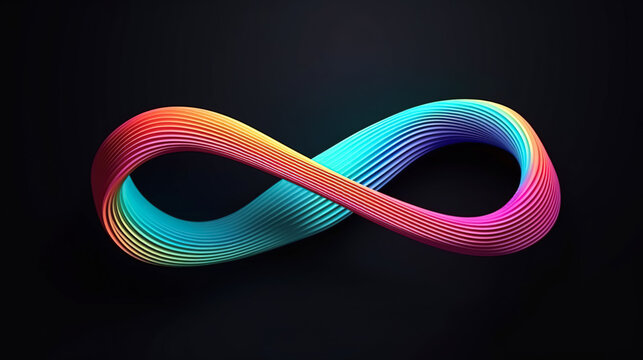 Multicolored infinity sign, logo design, generative AI.