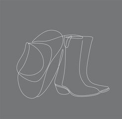 Cowboy Boots line art minimalist western female logo. Vector hand drawn illustration isolated on white for design, greeting cards, print