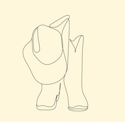 Cowboy Boots line art minimalist western female logo. Vector hand drawn illustration isolated on white for design, greeting cards, print