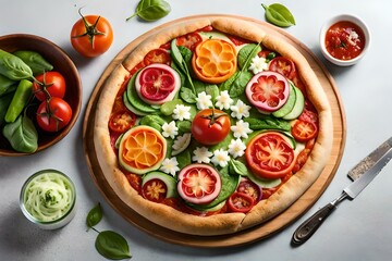 pizza with tomato and basil